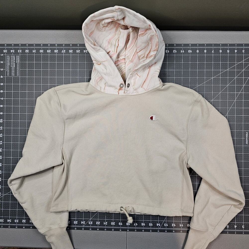 Vintage Champion Hoodie XS Pink Cropped Reverse Weave Athleisure Cheerleader Y2K